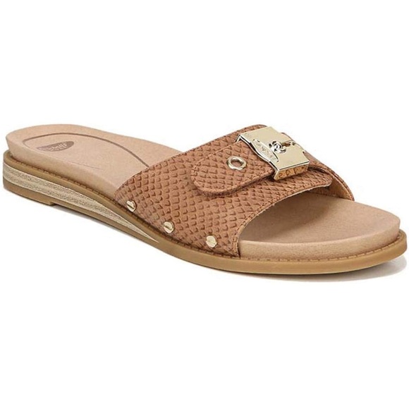 Dr Scholls The Originalist flat slide sandal honey sunset brown tan snake print - Picture 1 of 7